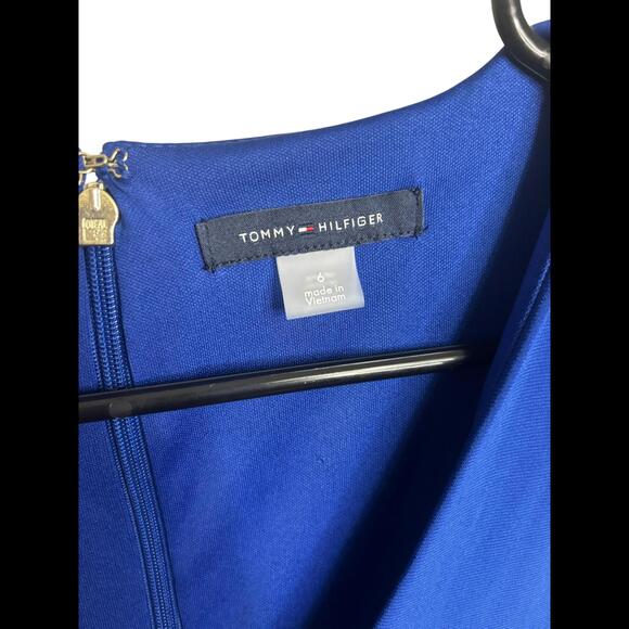 Tommy Hilfiger Women's Belted Pleated Midi Dress Blue Size 6 - Picture 3 of 6